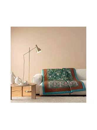 BASSETTI | Tagesdecke - Plaid 135x190cm INDIAN ROSES Gruen | 